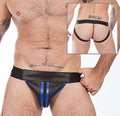 Titus Leather Zip Jockstrap - Black / Blue