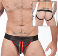 Titus Leather Zip Jockstrap - Black / Red