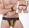 Titus Leather Zip Jockstrap - Black / Yellow