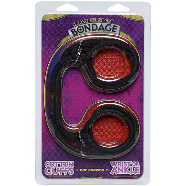 Japanese Style Bondage - 100% Cotton Wrist or Ankle Cuffs | Black