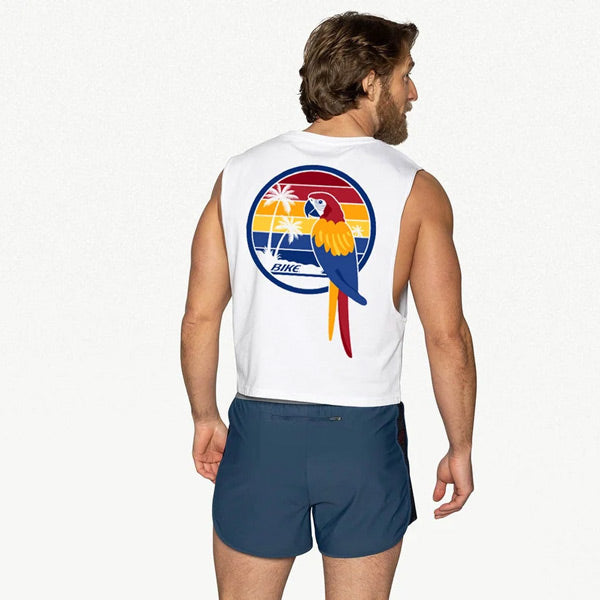 BIKE® Tropical Bird BIKE Crop Tank - White