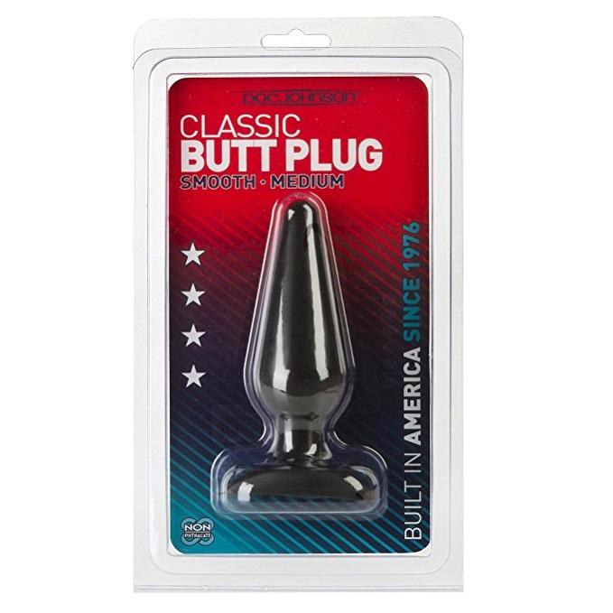 Doc Johnson Smooth CLASSIC Butt Plug: Medium | Black