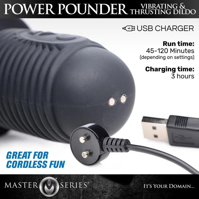 Master Series Power Pounder Vibrating and Thrusting Silicone Dildo