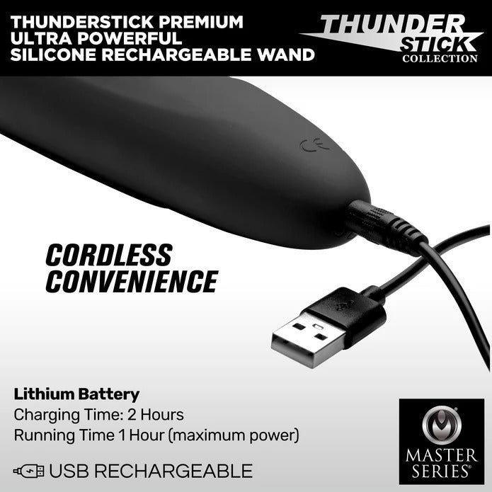 Master Series Thunderstick Premium Ultra Powerful Silicone Rechargeable Wand