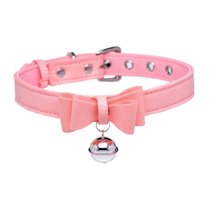 Master Series Golden Kitty Cat Bell Collar - Pink/Silver