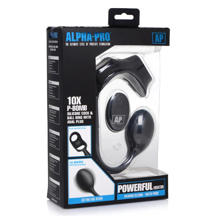 Alpha-Pro 10X P-Bomb Cock & Ball Ring w/ Plug