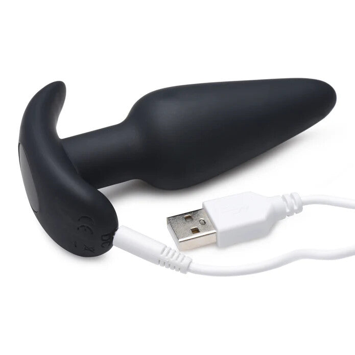 BANG! 21X Vibrating Silicone Butt Plug w/ Remote Control - Black