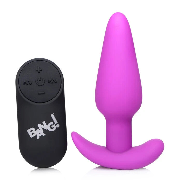 BANG! 21X Vibrating Silicone Butt Plug w/ Remote Control - Purple