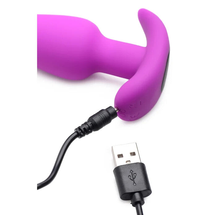 BANG! 21X Vibrating Silicone Butt Plug w/ Remote Control - Purple