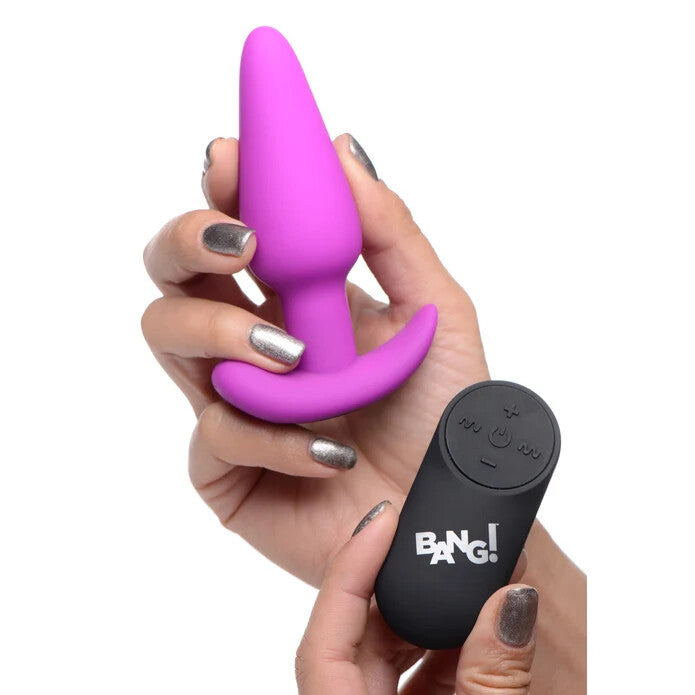 BANG! 21X Vibrating Silicone Butt Plug w/ Remote Control - Purple