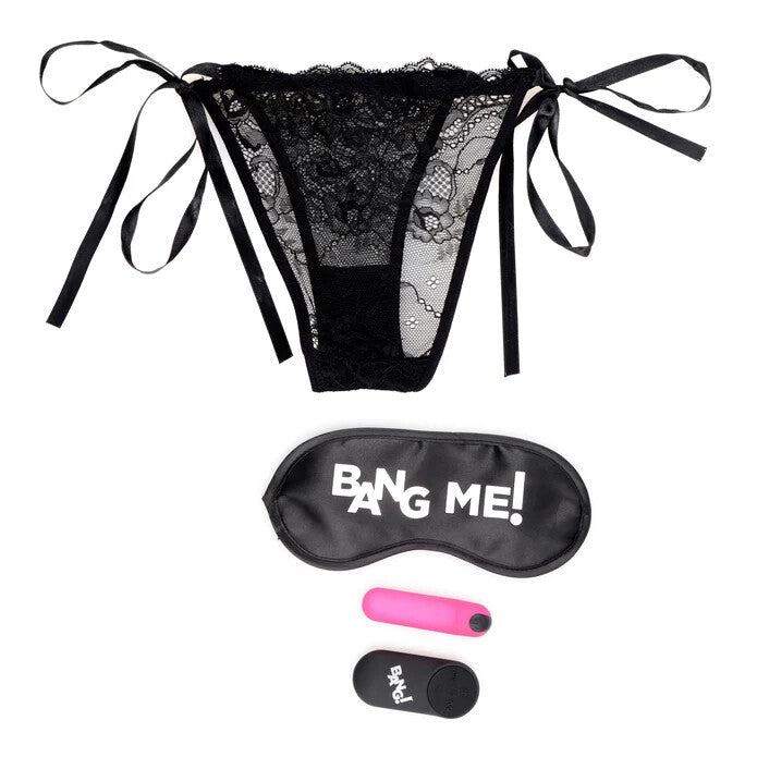 BANG! Power Panty Lace Panties, Bullet, & Blindfold Kit - Pink