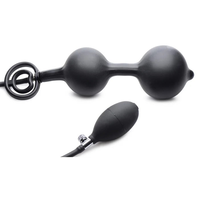 Master Series Devils Rattle Inflatable Silicone Anal Plug w/ Cock and Ball Ring