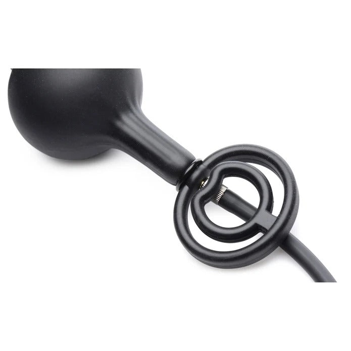 Master Series Devils Rattle Inflatable Silicone Anal Plug w/ Cock and Ball Ring