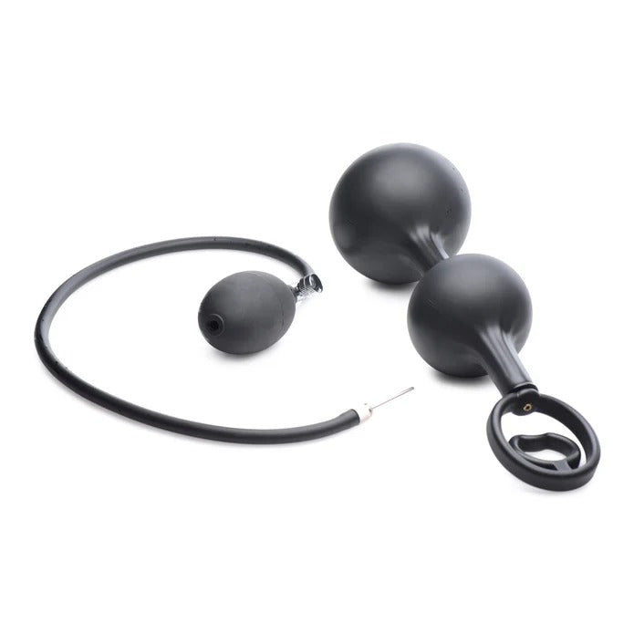 Master Series Devils Rattle Inflatable Silicone Anal Plug w/ Cock and Ball Ring