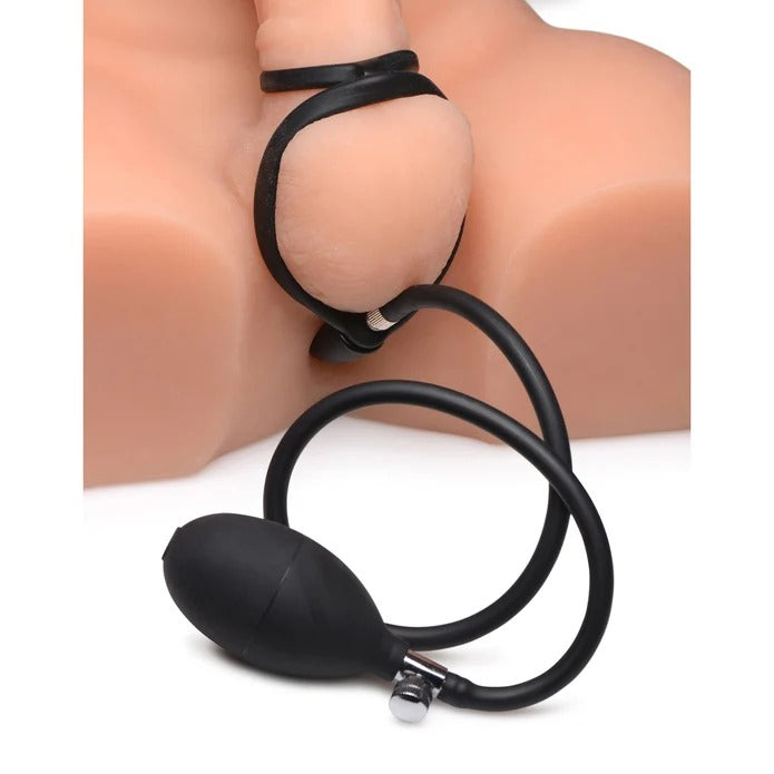 Master Series Devils Rattle Inflatable Silicone Anal Plug w/ Cock and Ball Ring