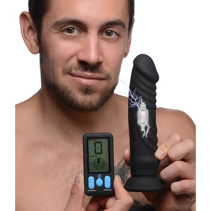 Zeus Electrosex Vibrating & E-Stim Silicone Dildo w/ Remote