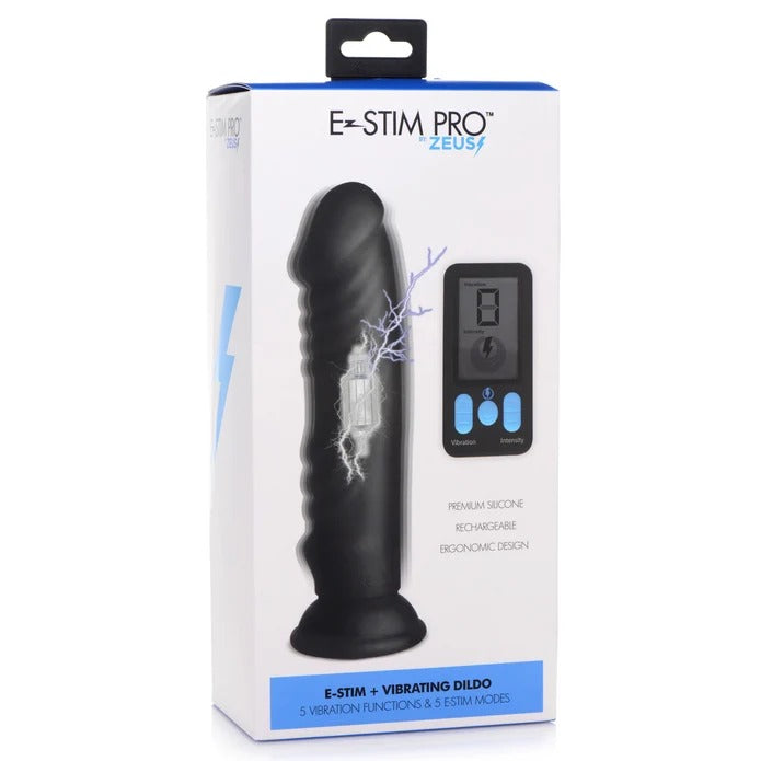 Zeus Electrosex Vibrating & E-Stim Silicone Dildo w/ Remote