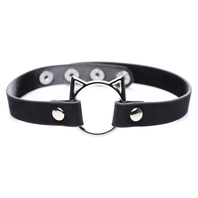 Master Series Kinky Kitty Ring Slim Choker - Black
