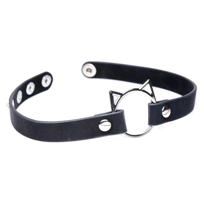 Master Series Kinky Kitty Ring Slim Choker - Black