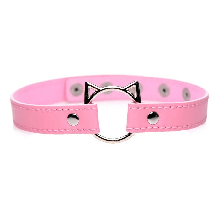 Master Series Kinky Kitty Ring Slim Choker - Pink