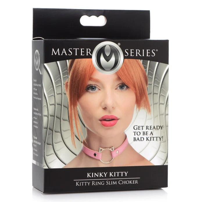 Master Series Kinky Kitty Ring Slim Choker - Pink