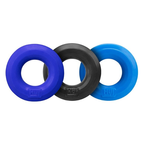 hünkyjunk HUJ Cock 'Grippy' Ring 3 Pack | Tar, Cobalt Blue & Aqua