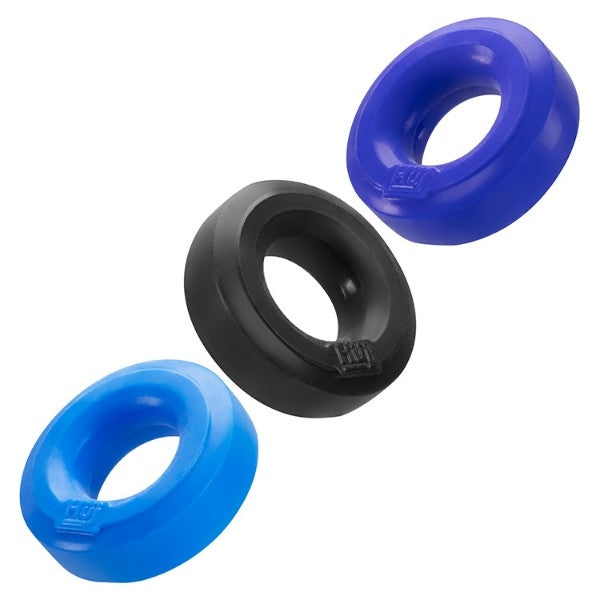 hünkyjunk HUJ Cock 'Grippy' Ring 3 Pack | Tar, Cobalt Blue & Aqua