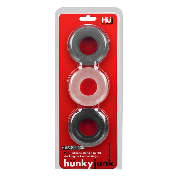 hünkyjunk HUJ Cock 'Grippy' Ring 3 Pack | Tar, Ice and Stone