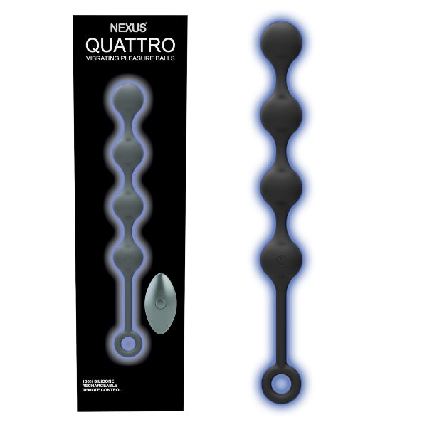 quattro remote control vibrating pleasure beads black
