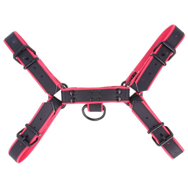 Titus H-Front Leather Chest Harness with COLOURED Piping | Pink