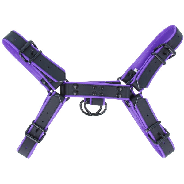 Leather Colour Piping H - Front Harness - Purple | Large
