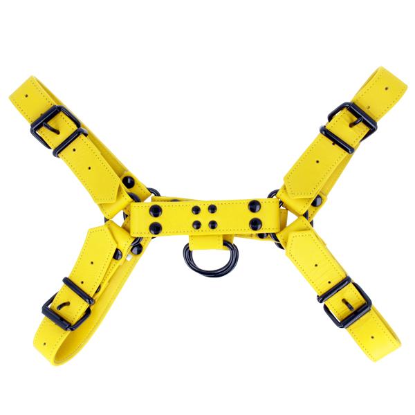 Fetish Gear SOLID COLOUR Leather H-Front Chest Harness | Yellow