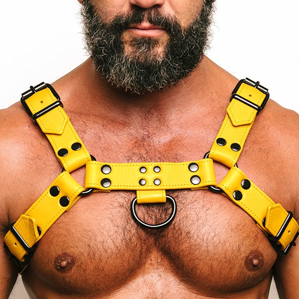 Fetish Gear Solid Colour H Front Harness - Yellow | Large
