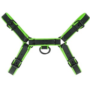 Leather Colour Piping H - Front harness - Lime | Small