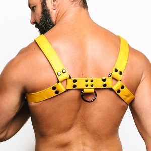 Fetish Gear Solid Colour H Front Harness - Yellow | Medium
