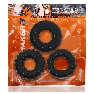 Oxballs BONEMAKER 3-PACK cockring kit - BLACK