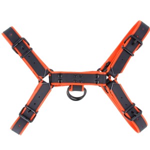 Leather Colour Piping H - Front Harness - Orange | Small